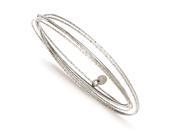 Sterling Silver Rhodium Plated Bright Cut Intertwined Bangle Bracelet