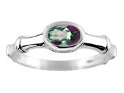 6x4mm Mystic Topaz Bamboo Ring in Sterling Silver Size 7