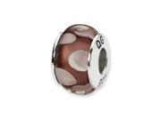 Reflections Sterling Silver Purple White Square Shaped Hand blown Bead Charm