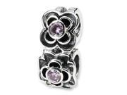 Reflections Sterling Silver Pink CZ Connector Bead Charm