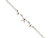 Sterling Silver 10 1in Ext Three Stars Anklet