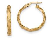 14k Satin and Polished Scalloped Edge Hoop Earrings in 14 kt Yellow Gold