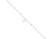 Sterling Silver Box Chain with Heart Anklet