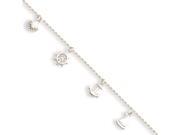 Sterling Silver Polished Novelty with 1in Ext. Anklet
