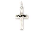 Sterling Silver Faith and Cubic Zirconia Cross Charm