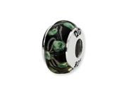 Reflections Sterling Silver Black Green Pentagon Shaped Hand blown Bead Charm