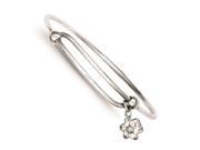 Sterling Silver Rhodium Plated Polished Flower Baby Bangle