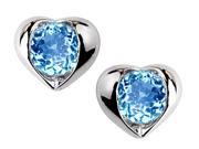 Star K Round 6mm Simulated Blue Topaz Heart Earrings in Sterling Silver