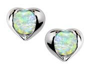 Star K Round 6mm Created Opal Heart Earrings in Sterling Silver