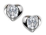 Star K Round 6mm White Topaz Heart Earrings in Sterling Silver
