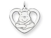 Disney Winnie the Pooh Heart Charm in Sterling Silver