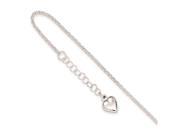 Sterling Silver Polished Heart W 1in Ext. Anklet