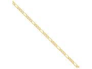9 Inch 14k 5.25mm Flat Figaro Chain Ankle Bracelet Smaller Ankles in 14 kt Yellow Gold