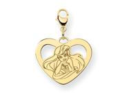 Disney Ariel Heart Lobster Clasp Charm in Gold Plated Silver