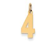 14k Small Polished Number 4 Charm in 14 kt Yellow Gold