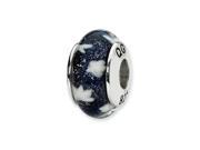 Reflections Sterling Silver Blue White Stars Hand blown Glass Bead Charm