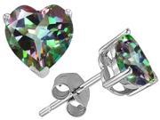 Star K 7mm Heart Mystic Rainbow Quartz Earrings Studs in Sterling Silver