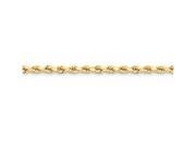 9 Inch 14k 5mm bright cut Rope with Lobster Clasp Chain Ankle Bracelet Smaller Ankles in 14 kt Yellow Gold