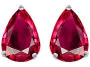 Star K Pear Shape 9x7mm Created Ruby Earrings Studs in Sterling Silver