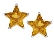 Star K Fancy Star Cut Earrings Studs with Simulated Imperial Yellow Topaz in Sterling Silver