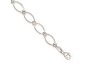 Sterling Silver Polished and Textured Fancy Oval Link Bracelet