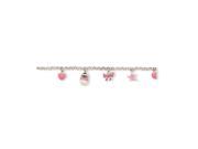 Sterling Silver Pink Enameled Baby Charm Bracelet