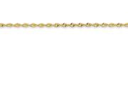 9 Inch 14k 2.8mm Bright cut Extra light Rope Chain Ankle Bracelet in 14 kt Yellow Gold