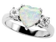 Star K 8mm Heart Shape Simulated Opal Ring in Sterling Silver Size 6