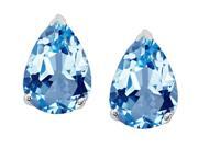 Star K 8x6mm Pear Shape Simulated Aquamarine Earrings Studs in Sterling Silver