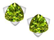 Star K 7mm Trillion Star Earrings with Simulated Peridot in Sterling Silver