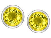 Star K 7mm Round Simulated Citrine Earrings Studs in Sterling Silver