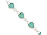 Sterling Silver Polished Heart shaped Turquoise Bracelet