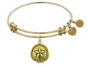 Angelica Collection Antique Yellow Smooth Finish Brass sand Dollar Expandable Bangle