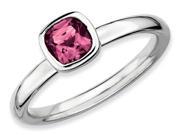 Stackable Expressions Sterling Silver Cushion Cut Pink Tourmaline Stackable Ring Size 9