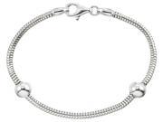 Zable Sterling Silver Snake 9 inches Bracelet with Smart Pandora Compatible Bead Charm