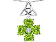 Star K Lucky Shamrock Celtic Knot Made with Heart 6mm Simulated Peridot in Sterling Silver