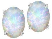 Star K Oval 8x6mm Created Opal Earrings Studs in Sterling Silver