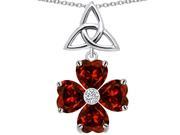 Star K Lucky Shamrock Celtic Knot Made with Heart 6mm Simulated Garnet in Sterling Silver