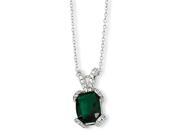 Cheryl M Sterling Silver Simulated Emerald and CZ 18in Necklace