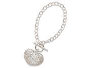 Sterling Silver Puffed Heart Toggle Bracelet