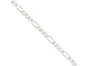 16 Inch Sterling Silver 7mm Pave Flat Figaro Chain Necklace
