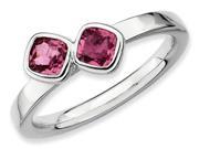 Stackable Expressions Sterling Silver Db Cushion Cut Pink Tourmaline Stackable Ring Size 6