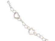 Sterling Silver Polished Fancy Link Heart Bracelet