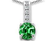 Star K Round 7mm Simulated Emerald Pendant Necklace in Sterling Silver