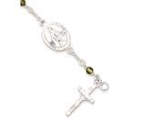 Sterling Silver and Peridot Polished Childrens Rosary Bracelet