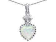 Star K Flaming Heart Protection Created Opal Pendant Necklace in Sterling Silver