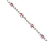 Sterling Silver Pink and Clear Cubic Zirconia Bracelet
