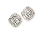 Sterling Silver Square Cubic Zirconia Post Earrings