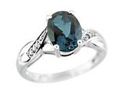 9x7mm Oval London Blue Topaz Ring in Sterling Silver Size 6