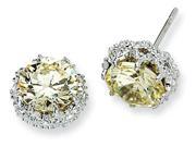 Cheryl M Sterling Silver Round Canary CZ Post Earrings
